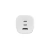 Fuente de alimentación Dicota - compacta, GaN - 65 vatios - 5 A - PD 3.0 - 3 puertos de salida (2 x USB-C, USB)