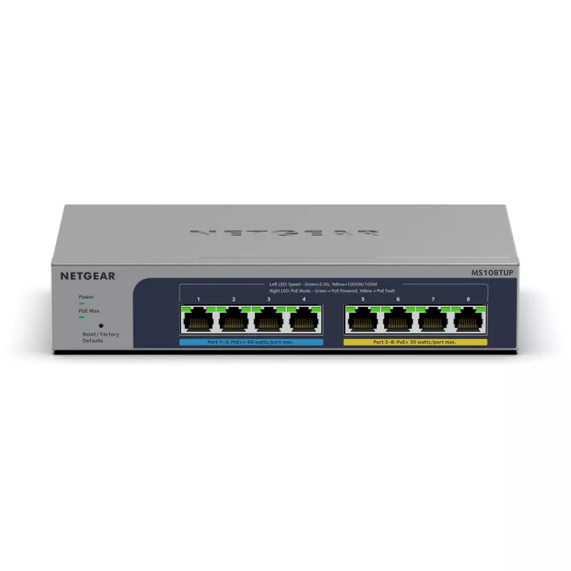 NETGEAR MS108TUP Unmanaged L2 2.5G Ethernet (100/1000/2500) Power over Ethernet (PoE) Gris