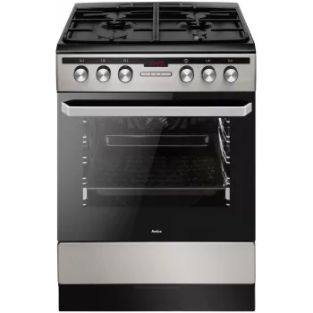 Cocina eléctrica-gas AMICA 58468 con 4 quemadores, Acero inoxidable, Clase energética A