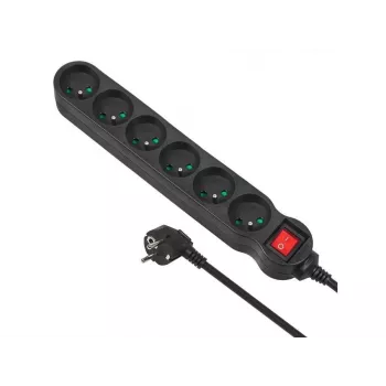 Alargador de corriente Maclean MCE188 5m 6 tomas interior negro