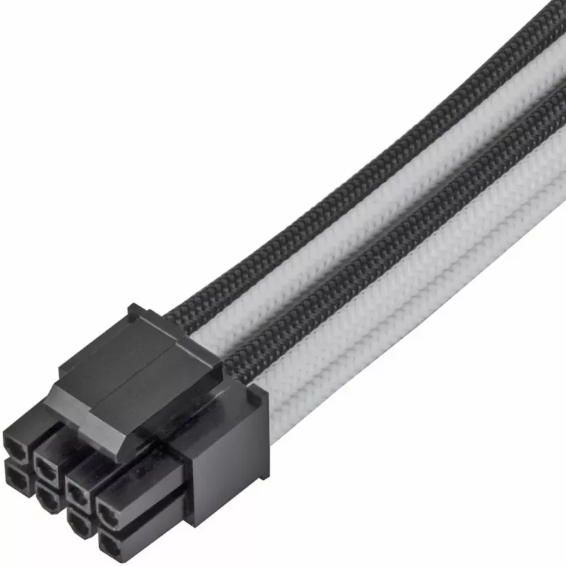 SilverStone PP07E - Cable de extensión de alimentación - 8 pines EPS12V (4+4) (M) a 8 pines EPS12V (H) - 30 cm - Negro, blanco (SST-PP07E-EP