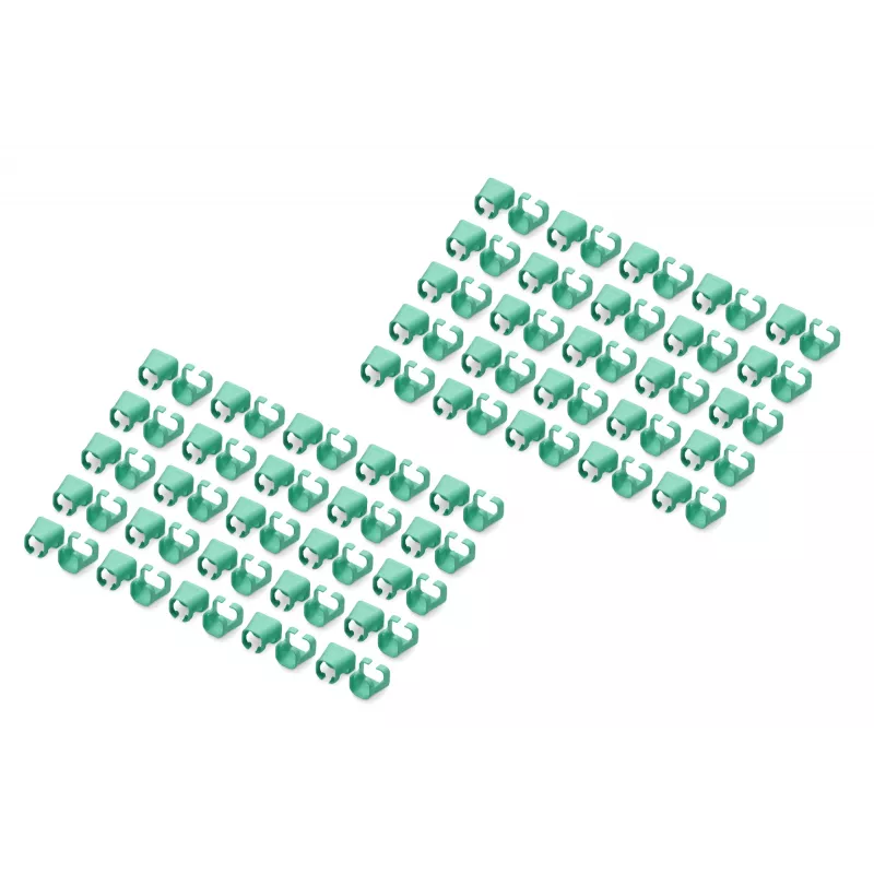 DIGITUS - Clips para cables con codificación por colores - para cables de parcheo - verde (paquete de 100) (A-CC-G)