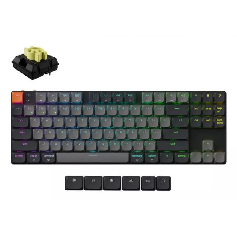 Teclado mecánico 80% Keychron K1X-B4 — USB + Bluetooth, QWERTY inglés, 87 teclas, retroiluminación RGB, gris
