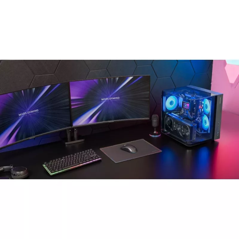 Caja de PC semitorre TACENS Mars Gaming MC-INFINIOLITE, negra, cristal templado, compatible con ATX/Micro-ATX/Mini-ITX, ventilador de 120 mm