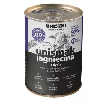 Comida húmeda para perros en lata Uniszki Unismak receta de cordero 400 g