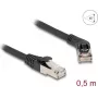 Cable de red DeLOCK RJ45 Cat.6A S/FTP 45° acodado a recto 0,5 m negro