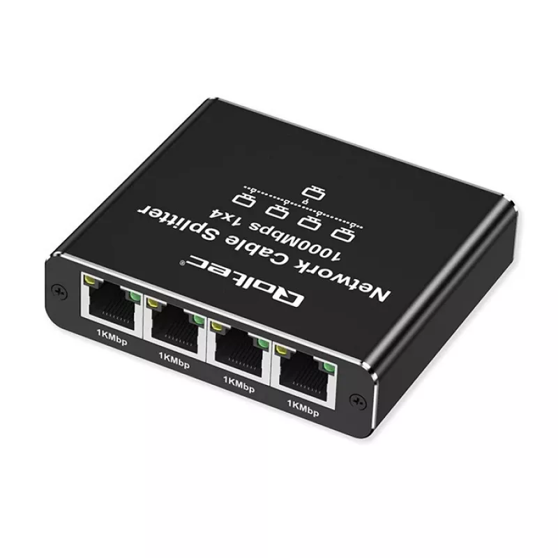 Mini switch Ethernet QOLTEC 52293 1x4 RJ45, splitter de red no gestionado 1 entrada 4 salidas