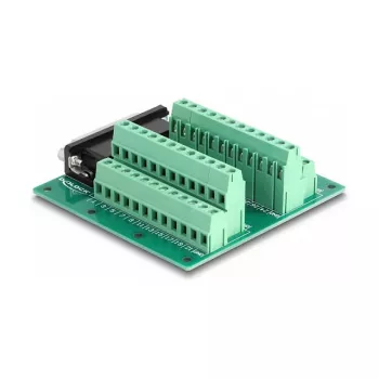 DeLOCK D-Sub HD de 44 pines conector hembra a regleta de bornes para carril DIN 84 mm x 86 mm x 30 mm