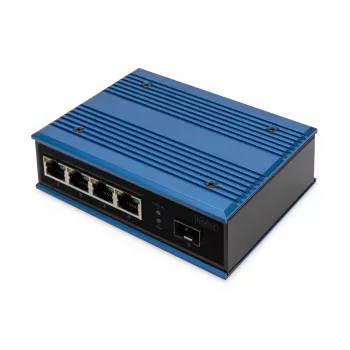 Conmutador de red Digitus 4 puertos Fast Ethernet, industrial, no gestionado, 1 uplink SFP FE