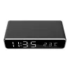 Despertador digital GEMBIRD DAC-WPC-01 con pantalla LCD, carcasa de aluminio negra, alimentación por red