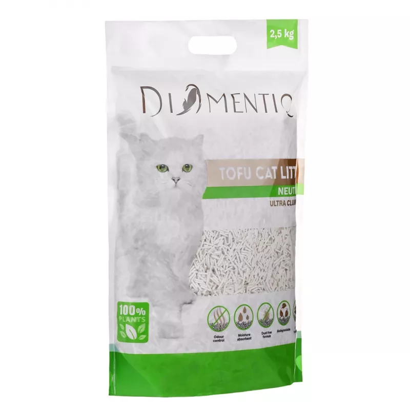 DIAMENTIQ Tofu Neutral Ultra aglomerante - arena vegetal - 2,5 kg