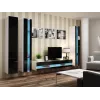 Soporte de TV Cama Meble VIGO NEW 30/180/40, parte superior blanca, marco negro brillante, 1800×400×300 mm