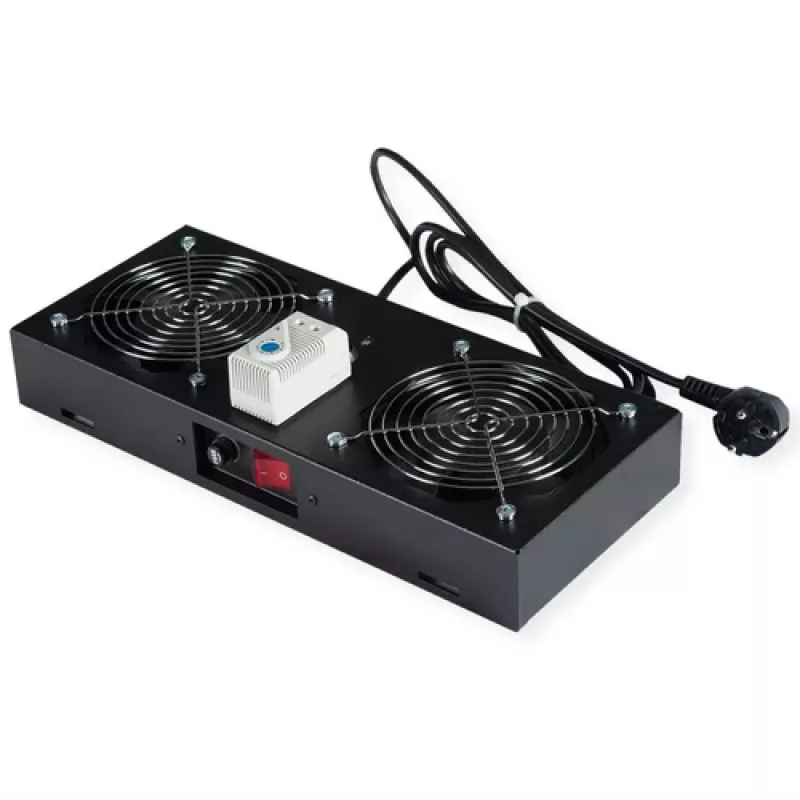 Ventilador de refrigeración ROLINE 26.21.0189 2 ventiladores negro para carcasa de pared de 19 inch