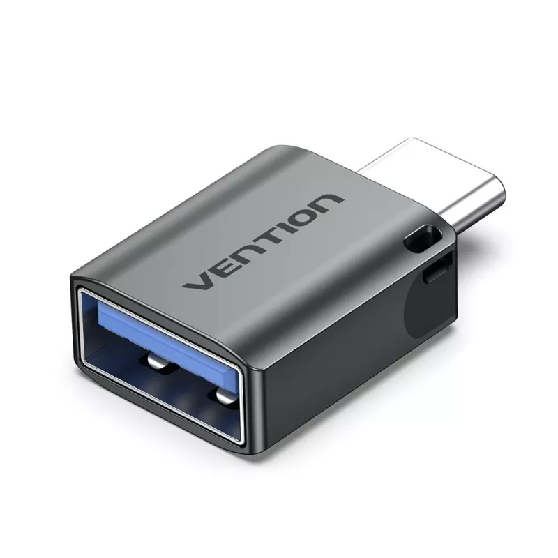Adaptador OTG Vention conector macho USB-C a conector hembra USB 3.0 gris aleación de aluminio Type