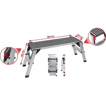 Plataforma de seguridad de aluminio KS Tools 800.0960 1000×405×480 mm