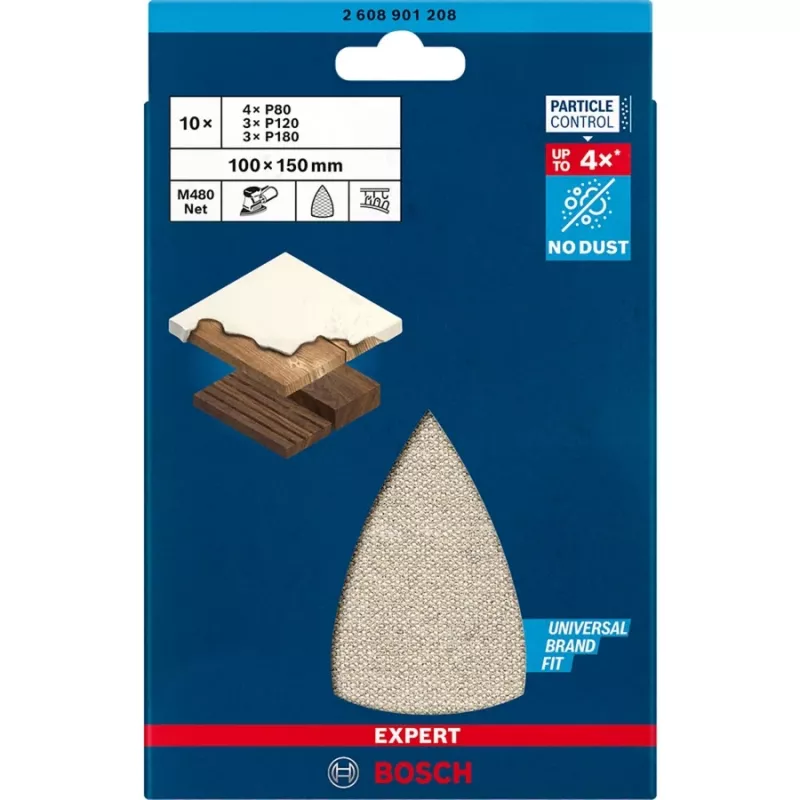 Set de malla de lijar Bosch 2608901208, 10 piezas, para madera y barniz