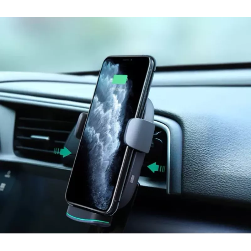 Soporte de carga inalámbrica para coche Aukey HD-C52 — soporte para coche compatible con Qi con ángulo ajustable y función de carga inalámbrica