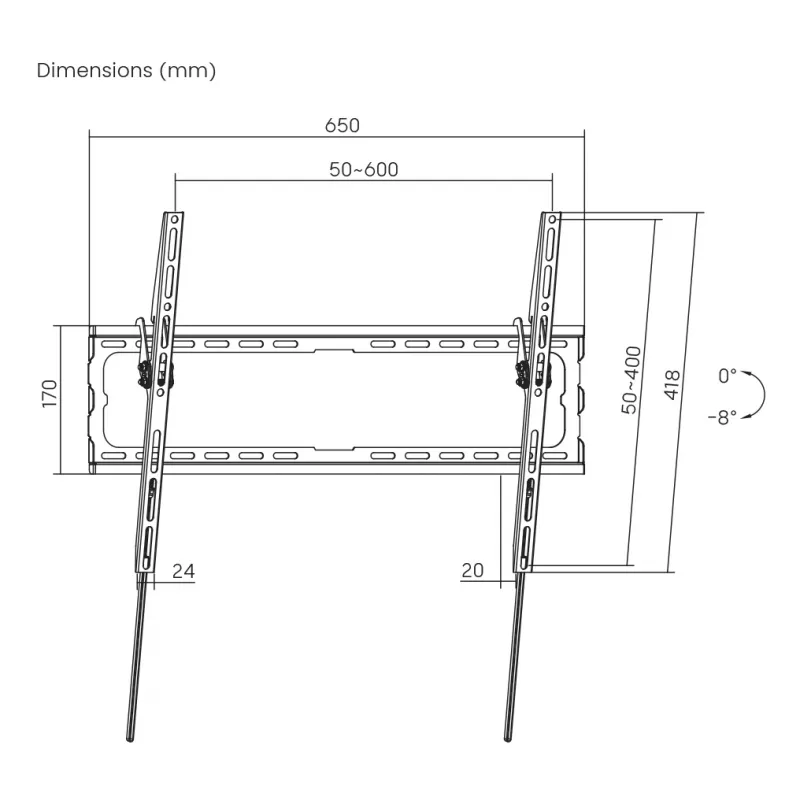 Soporte de pared para TV SBOX para pantallas de 37–70 pulgadas, inclinable, carga máx. 45 kg, modelo PLB-3446T-2
