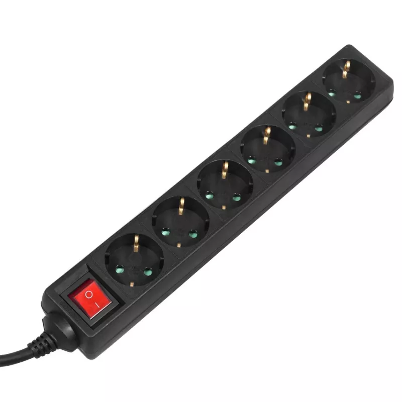 Regleta MACLEAN MCE195G 6 tomas, cable 5 m, negra