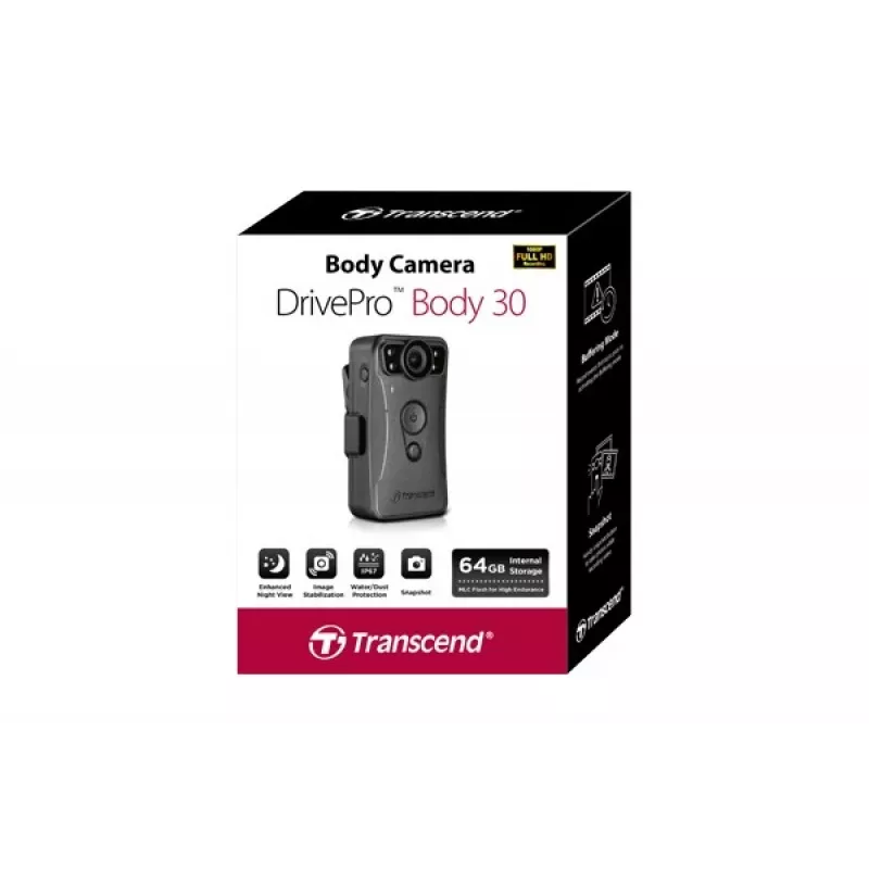 Cámara corporal Transcend DrivePro Body 30, Full HD, Wi-Fi, 130 g