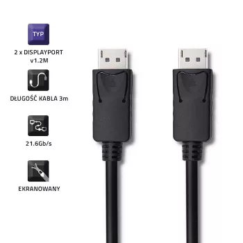 Cable DisplayPort Qoltec 50374 3 m negro