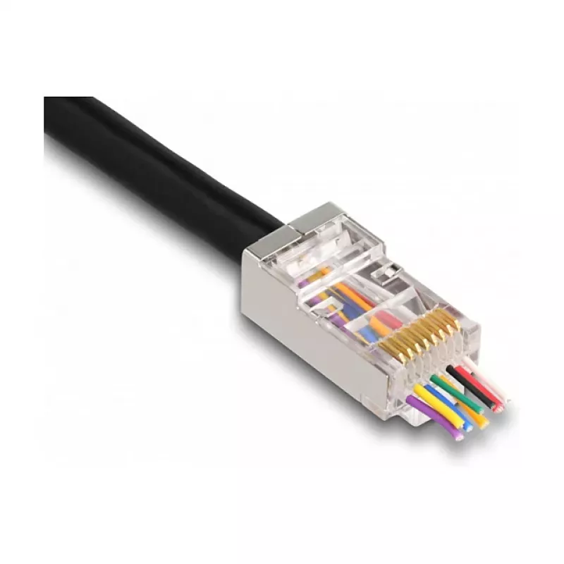 Conector modular RJ45 DeLOCK Cat.6 50 uds. con fundas de protección antiacodamiento