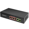 Switch Ethernet PoE QOLTEC 52296 — 4 puertos RJ45 PoE, 1 uplink RJ45