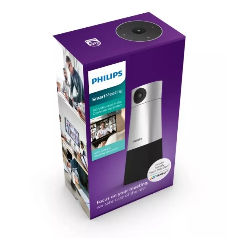 Philips PSE0550 SmartMeeting cámara portátil 4K para videoconferencias con micrófono integrado, 30 fps, USB, negro/plateado