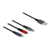Delock - Cable Lightning, solo para carga - USB macho a Micro-USB Type B, Lightning, USB-C macho - 1,0m - Negro (87277)