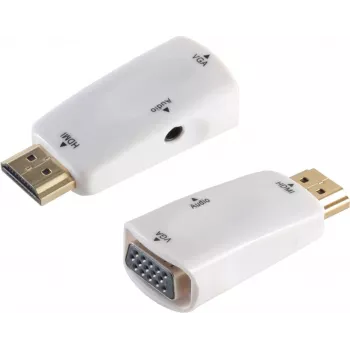 Adaptador de cable S/CONN 10-01001 HDMI Type A VGA D-Sub 3.5mm blanco