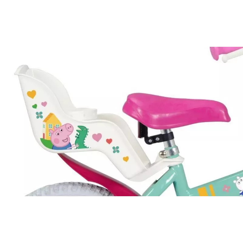 Bicicleta infantil Toimsa Peppa Pig ruedas de 14 pulgadas, verde, para aprox. 3–5 años, frenos de llanta delantero y trasero, neumáticos de aire