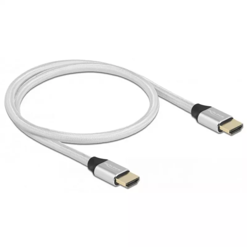 Delock - Cable HDMI Ultra High Speed - HDMI macho a HDMI macho - 50 cm - Triple aislamiento - Plata - Contactos con baño de oro, compatible con 8