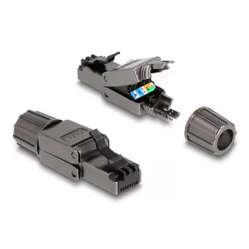 Cable de red DeLOCK conector macho RJ45 Cat.8.1 STP sin herramientas negro