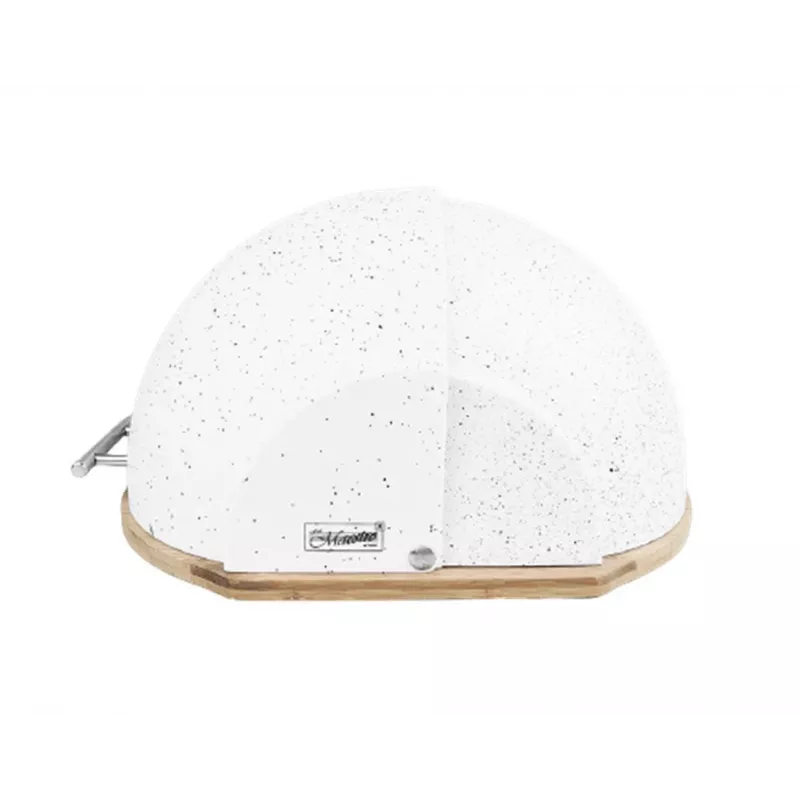 Panera Maestro MR-1678G ovalada, plástico y bambú, 350×200×250 mm, tapa blanca deslizante