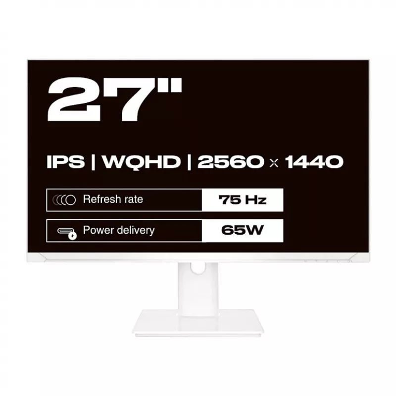 JAPANNEXT monitor WQHD 68,6 cm (27 pulgadas) 2560x1440 píxeles, panel IPS, 8 ms, 75 Hz, AMD FreeSync, HDMI, DisplayPort (JN-IPS270WQHD75F-C65W-HSP-W)