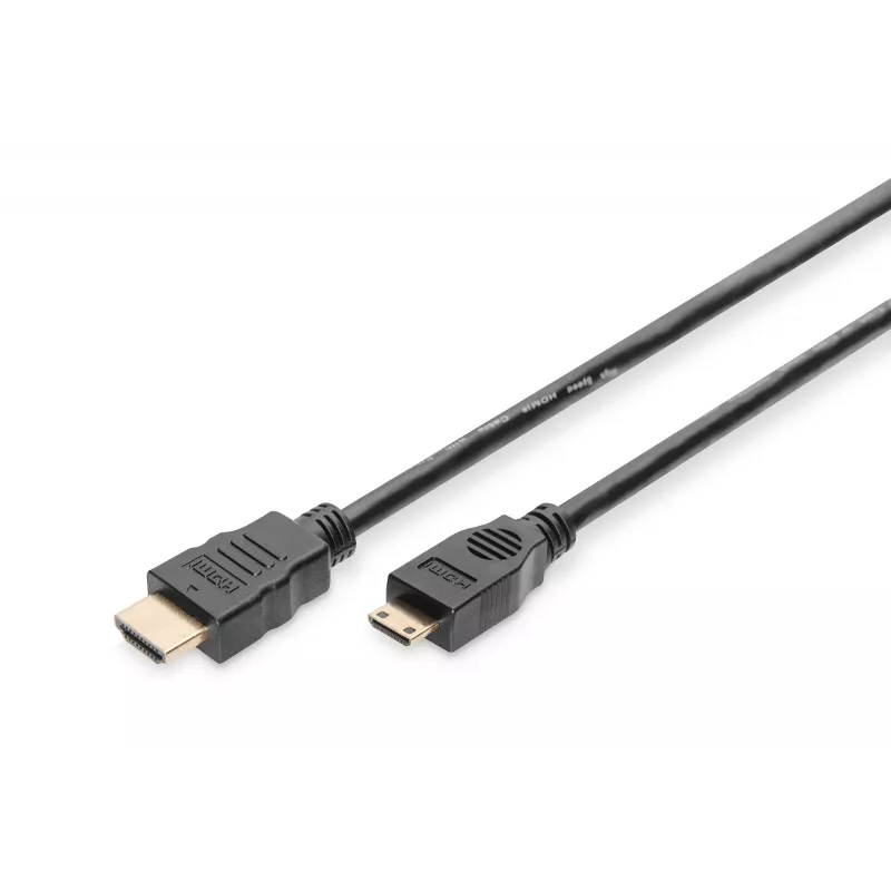 Digitus ASSMANN - Cable de vídeo/audio - HDMI - 30 AWG - Mini-HDMI, 19 pines (M) - HDMI, 19 pines (M) - 3 m - Doble aislamiento - Negro (AK-330106-030-S)