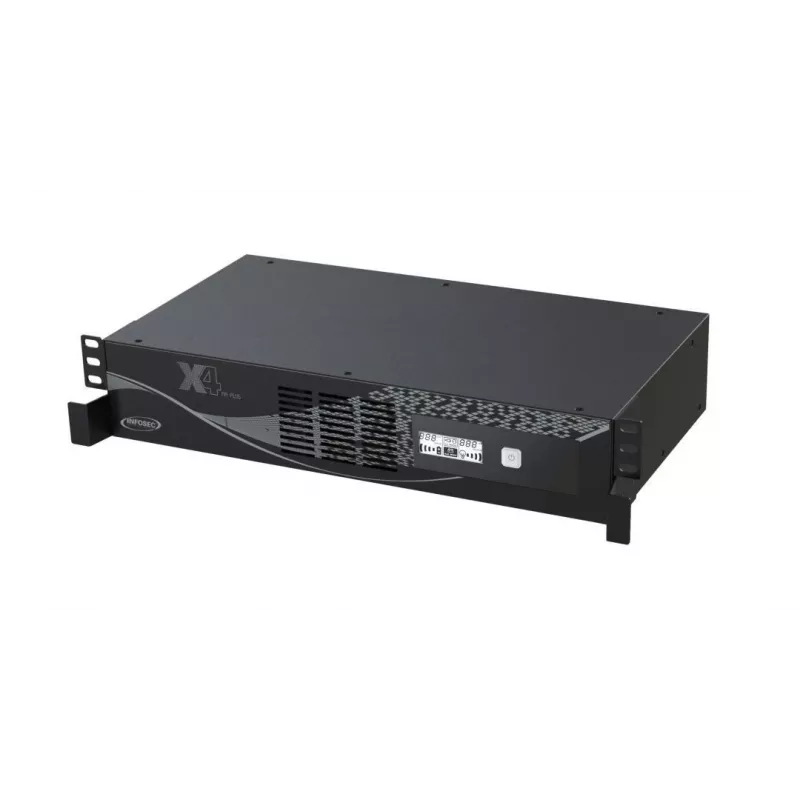 Sistema de alimentación ininterrumpida Infosec X4 600 RM Plus — 0,6 kVA (360 W), 6x tomas Type-F, LCD, Rackmount