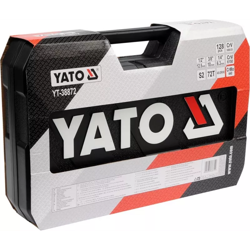 Juego de destornilladores y vasos YATO 1/4, 3/8, 1/2 128 piezas 38872