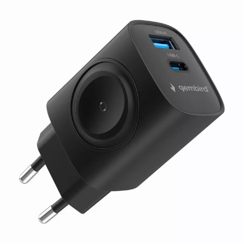 Cargador USB-A USB-C 20W PowerDelivery Quick Charge 3.0, negro