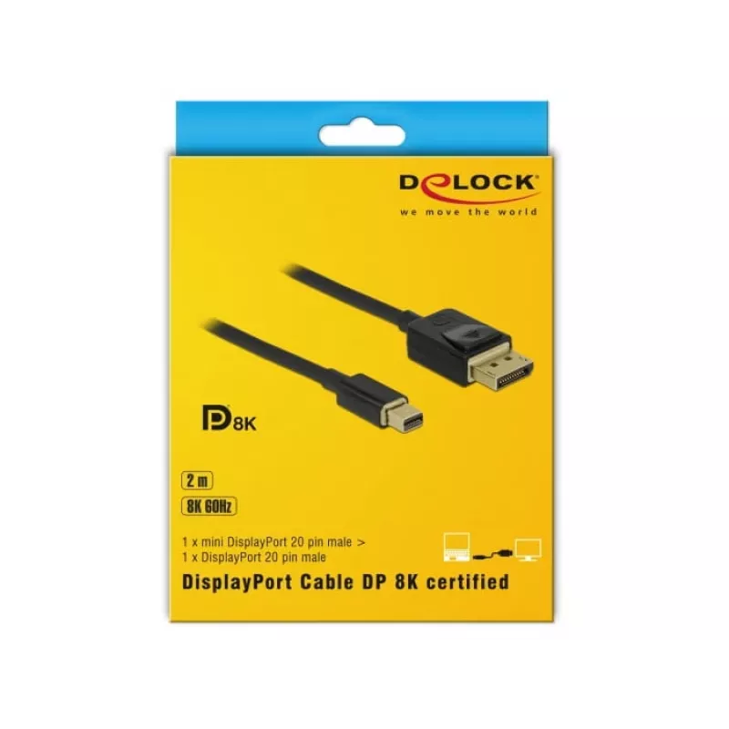 DeLOCK - cable DisplayPort - DisplayPort (M) a Mini DisplayPort (M) - 2 m - negro - compatible con 8K