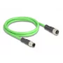 Cable de red DeLOCK M12 D-codificado 4 polos macho a hembra PUR (TPU) 1 m