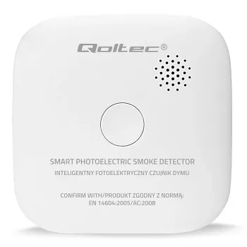 Detector de humo inalámbrico QOLTEC modelo 52653 con alarma por batería de 85 dB