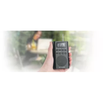Radio portátil Muse M-03 R con sintonización FM-PLL, pantalla LCD, antena externa, negra