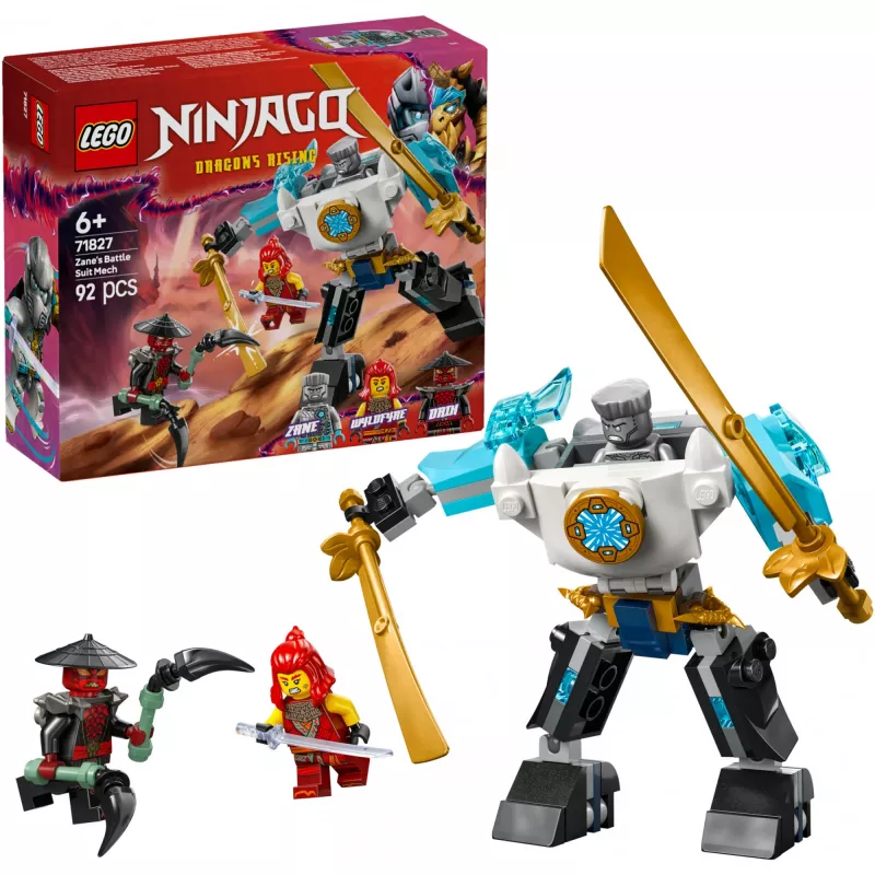 LEGO NINJAGO Set 71827 Mech traje de combate de Zane, 92 piezas, 2 minifiguras, altura 100 mm, edad 6+