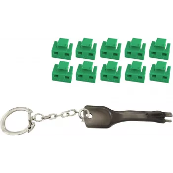 Bloqueador de puerto RJ45 ShiverPeaks BS08-01031 verde — set con 10 cerraduras y 1 llave