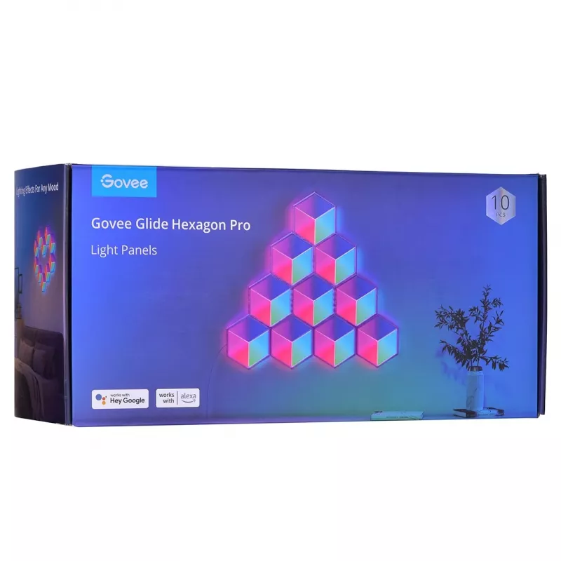 Panel LED inteligente Govee B6066 Hexa Pro RGBIC Bluetooth Wi‑Fi 10 uds.