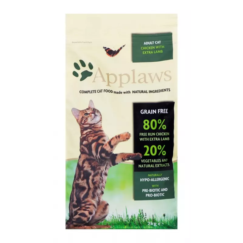 Comida seca para gatos Applaws Adult Chicken & Lamb 2 kg — sin cereales, 36 % proteína, 16 % grasa