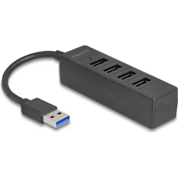 Hub USB DELOCK 64350 — 4 puertos USB 3.2 Gen 1 (Type-A), 5000 Mbit/s, 5 V/0,9 A, ABS, negro