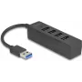 Hub USB DELOCK 64350 — 4 puertos USB 3.2 Gen 1 (Type-A), 5000 Mbit/s, 5 V/0,9 A, ABS, negro