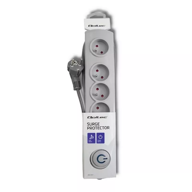 Protector contra sobretensiones Qoltec 50270 Gris 5 tomas AC 230V